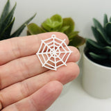 White Spider Web Charms, 28x29mm