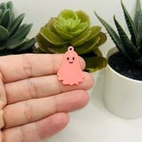 Cute Pink Smiling Ghost Charms, 30x20mm