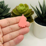 Cute Pink Smiling Ghost Charms, 30x20mm