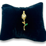 18k Gold and Clear Cubic Zirconia Tulip Charm, 38x12 mm