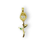 18k Gold and Clear Cubic Zirconia Tulip Charm, 38x12 mm