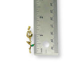 18k Gold and Clear Cubic Zirconia Tulip Charm, 38x12 mm