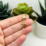 18k Gold and Clear Cubic Zirconia Tulip Charm, 38x12 mm