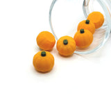 3D pumpkin Halloween charm – 14x16mm – orange pumpkin with green stem