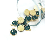 dark green smiley face charm – 14x12mm – cute and playful charm