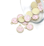 light pink enamel smiley face charm – 14x12mm – cute and cheerful jewelry accessory