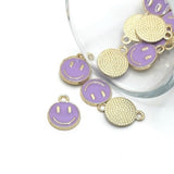 purple enamel smiley face charm – 14x12mm – playful and vibrant jewelry accessory