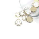 white enamel smiley face charm – 14x12mm – bright and playful jewelry accessory