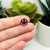 Brown Enamel Smiley Face Charms, 14x12mm