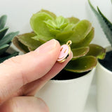 Light Pink Enamel Smiley Face Charms, 14x12mm