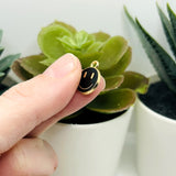 Black Enamel Smiley Face Charms, 14x12mm