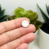 White Enamel Smiley Face Charms, 14x12mm