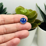Dark Blue Enamel Smiley Face Charms, 14x12m