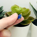 Dark Blue Enamel Smiley Face Charms, 14x12m
