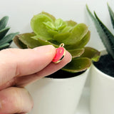 Bright Pink Enamel Smiley Face Charms, 14x12mm