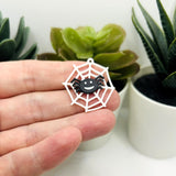 White Web Charms with Spider, 28x29mm