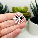 White Web Charms with Spider, 28x29mm