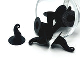 3D black witch hat charm with a curved tip and detailed band, displayed on a white background.
