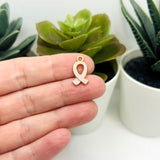 Pink Awareness Breast Cancer Ribbon Charms, 17x10mm
