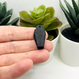 3D Black Halloween Coffin Charms, 14x28mm
