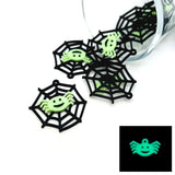 black spider web charm with glow-in-the-dark spider – 28x29mm – Halloween-themed charm for spooky jewelry and crafts