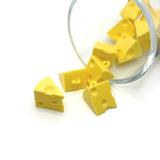 3D cheese wedge charm – 16x11mm – yellow enamel cheese slice charm for fun food jewelry and crafts