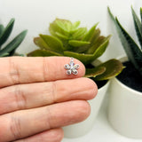 Platinum Cubic Zirconia Micro Pave Flower Charm, 10x9 mm