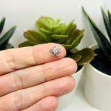 Platinum Cubic Zirconia Micro Pave Flower Charm, 10x9 mm