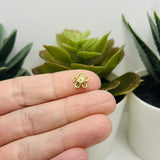 Golden Brass Cubic Zirconia Micro Pave Flower Charm, 10x9 mm