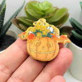 Halloween Jack O' Lantern Flower Basket Pendant, 33x38mm