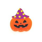 Halloween Jack O' Lantern in Purple Witch Hat Pendant, 39x33mm