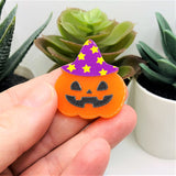 Halloween Jack O' Lantern in Purple Witch Hat Pendant, 39x33mm