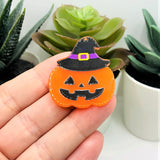 Halloween Jack O' Lantern in Black Witch Hat Pendant, 38x33mm