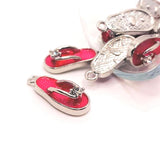 Pink Enamel Flip Flop Sandal 3D Charms with Rhinestone, 23x10mm