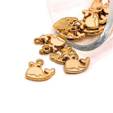 Pink and White Enamel Whale Charms, 12x13mm