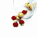 Red Enamel and Gold Apple Charms, 15x12mm