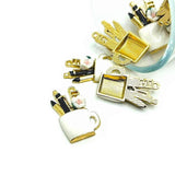 White Paintbrush Artist Cup Charms, 24x15mm