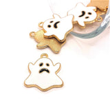 White Enamel Halloween Ghost Charm, 20x18mm