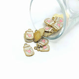 White Milk Jugs with Heart Charms, 17x10mm