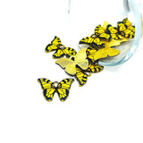 Yellow and Black Enamel Butterfly Charms, 18x15mm