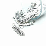 Antiqued Silver Feather Charms, 30x10mm