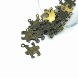 Bronze Autism Awareness Puzzle Piece Charms, 22x14mm
