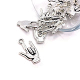 Silver ASL I Love You Sign Language 3D Charms, 22x12mm