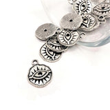 Silver Small Evil Eye Charms, 11x16mm