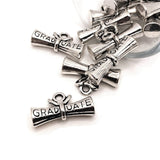 Antique Silver Graduate Scroll Diploma Charms, 22x13mm