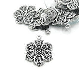 Silver Orante Flower Pendant Charms, 31x23mm