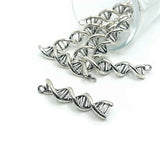 Silver DNA Helix Genealogy 3D Pendant Charms, 40x10mm
