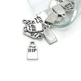 Silver RIP Tombstone Halloween Charms, 16x8mm