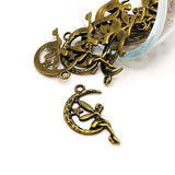 Bronze Fairy on Moon Charms, 25x14mm