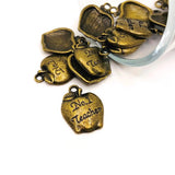 Bronze Number 1 Teacher Apple Charms, 18x14mm
